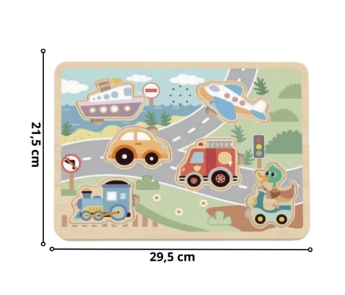 TOOKY TOY Drewniane Interaktywne Puzzle Pojazdy