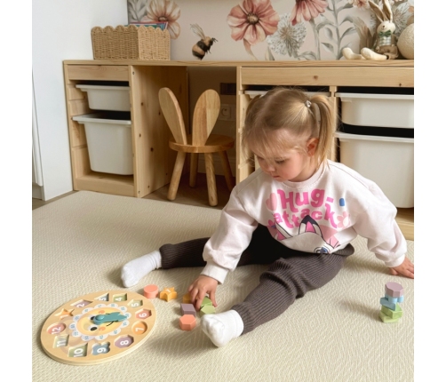 TOOKY TOY Zegar Drewniana Zabawka Edukacyjna Nauka Czasu Kształtów