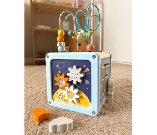 TOOKY TOY Drewniana Kostka Aktywności Kosmos Sorter Labirynt