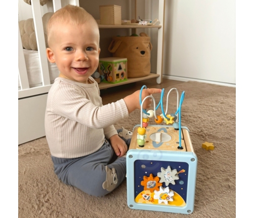 TOOKY TOY Drewniana Kostka Aktywności Kosmos Sorter Labirynt