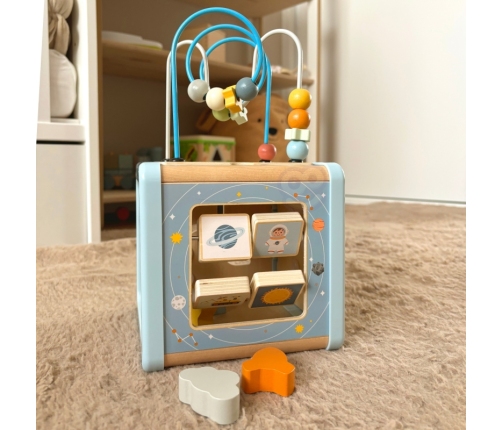 TOOKY TOY Drewniana Kostka Aktywności Kosmos Sorter Labirynt