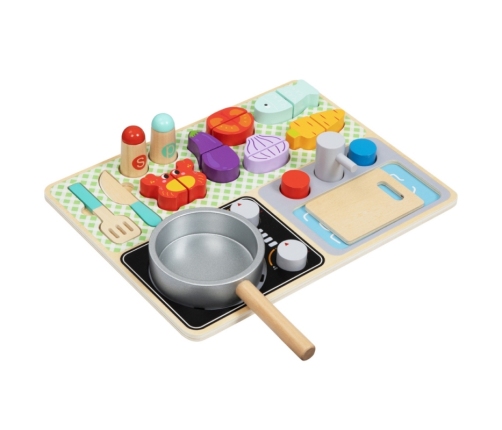 TOOKY TOY Drewniana Kuchnia z Akcesoriami - Zestaw Małego Kucharza