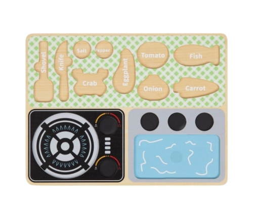 TOOKY TOY Drewniana Kuchnia z Akcesoriami - Zestaw Małego Kucharza