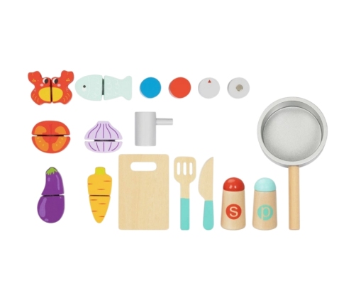 TOOKY TOY Drewniana Kuchnia z Akcesoriami - Zestaw Małego Kucharza