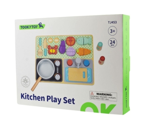 TOOKY TOY Drewniana Kuchnia z Akcesoriami - Zestaw Małego Kucharza