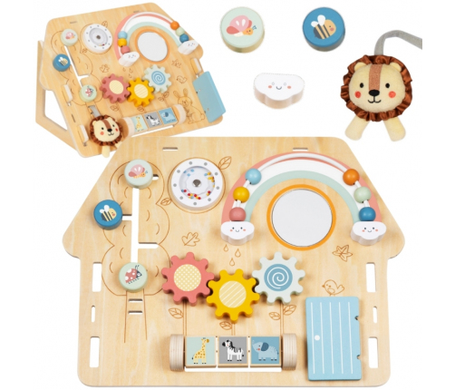 TOOKY TOY Duża Drewniana Tablica Manipulacyjna Domek - Centrum Aktywności