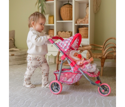 WOOPIE ROYAL Trójkołowa Spacerówka Wózek dla Lalek Serce Róż
