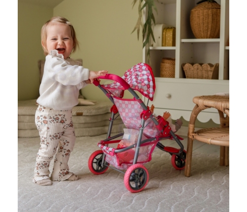 WOOPIE ROYAL Trójkołowa Spacerówka Wózek dla Lalek Serce Róż