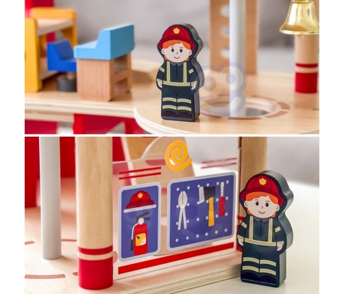 VIGA Drewniany Garaż Remiza Straży Pożarnej Zestaw 14 el