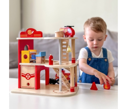 VIGA Drewniany Garaż Remiza Straży Pożarnej Zestaw 14 el