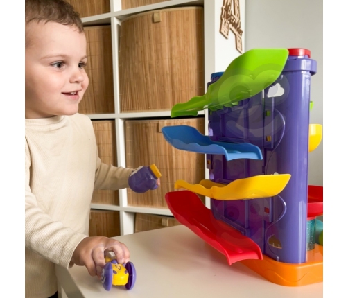 WOOPIE Tor Kulkowy Kulodrom 3w1 Wbijak z Młoteczkiem Zjeżdżalnia dla Samochodzików