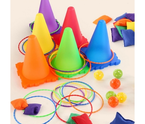 WOOPIE Zestaw Gier Ogrodowych 3w1 Pachołki Obręcze Woreczki 30 el.