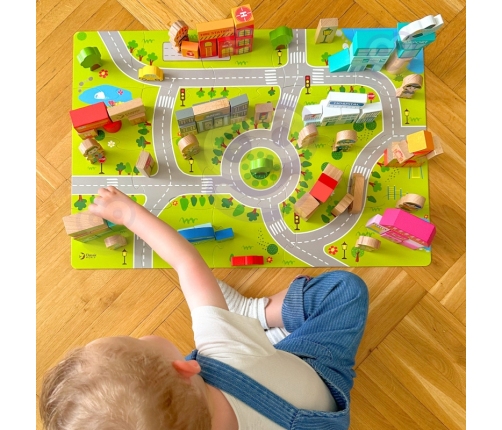 CLASSIC WORLD Drewniane Klocki Zbuduj Miasto 120 elementów