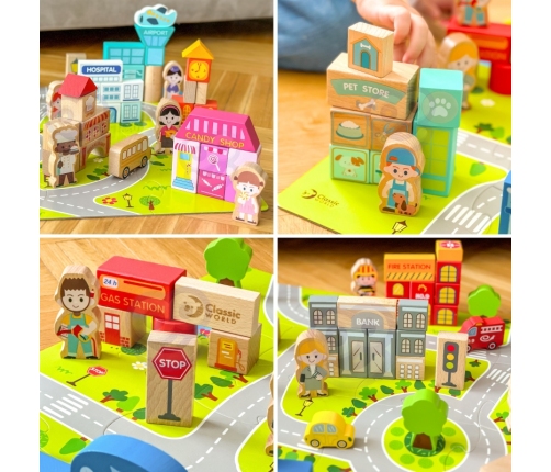 CLASSIC WORLD Drewniane Klocki Zbuduj Miasto 120 elementów