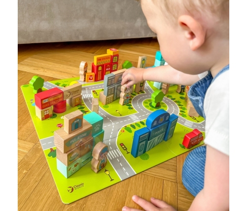 CLASSIC WORLD Drewniane Klocki Zbuduj Miasto 120 elementów