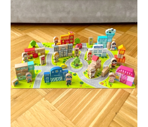 CLASSIC WORLD Drewniane Klocki Zbuduj Miasto 120 elementów