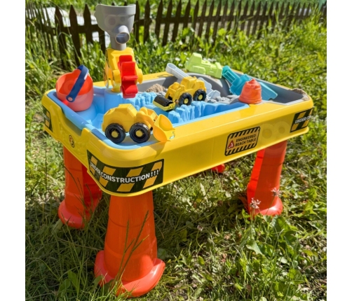 WOOPIE Stolik Wodny 2w1 Piaskownica Plac Budowy + 4 Autka 12el.