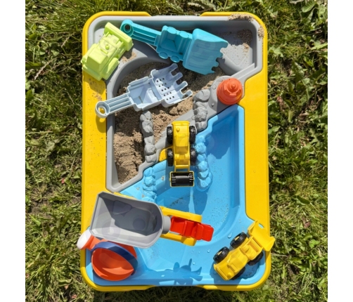 WOOPIE Stolik Wodny 2w1 Piaskownica Plac Budowy + 4 Autka 12el.