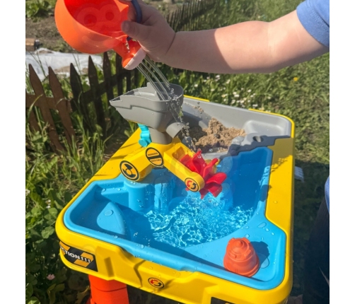 WOOPIE Stolik Wodny 2w1 Piaskownica Plac Budowy + 4 Autka 12el.