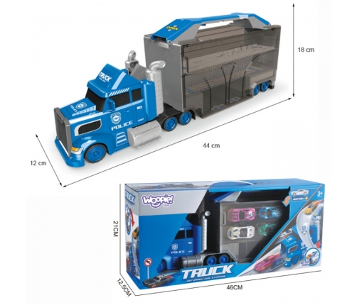 WOOPIE Zestaw Ciężarówka Policyjna Laweta Garaż Tor Wyścigowy