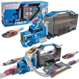 WOOPIE Zestaw Ciężarówka Policyjna Laweta Garaż Tor Wyścigowy WOOPIE Zestaw Ciężarówka Policyjna Laweta Garaż Tor Wyścigowy