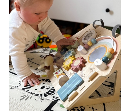 TOOKY TOY Duża Drewniana Tablica Manipulacyjna Domek - Centrum Aktywności