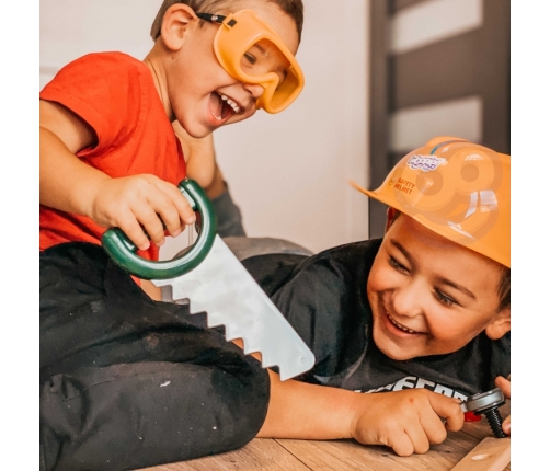 WOOPIE Duża Skrzynka z Narzędziami dla Dzieci Zestaw Majsterkowicza Wkrętarko-Wiertarka 15 el.