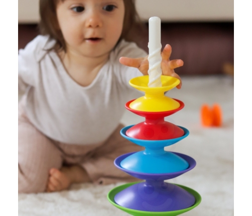 WOOPIE BABY Kolorowa Wieża Układanka Piramidka Edukacyjna 18m+