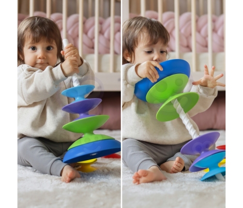 WOOPIE BABY Kolorowa Wieża Układanka Piramidka Edukacyjna 18m+