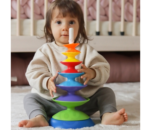 WOOPIE BABY Kolorowa Wieża Układanka Piramidka Edukacyjna 18m+