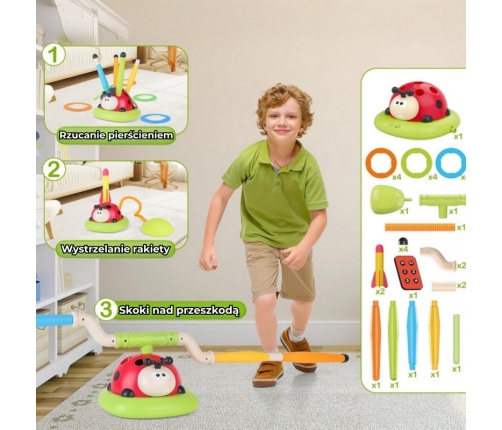 WOOPIE Gra Zręcznościowa 3w1 Wyrzutnia Rakiet Skakanka Rzut do Celu Biedronka