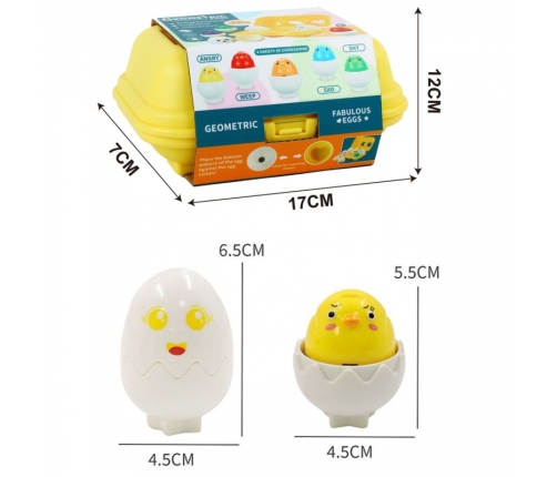 WOOPIE Układanka Sorter Montessori Dopasuj Kształty Wesołe Kurczaczki Jajka 6szt