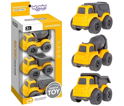 WOOPIE Zestaw 3w1 Pojazdy Budowlane Śmieciarka Betoniarka Wywrotka