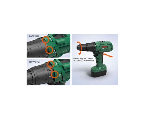 WOOPIE Duża Skrzynka z Narzędziami dla Dzieci Zestaw Majsterkowicza Wkrętarko-Wiertarka 15 el.