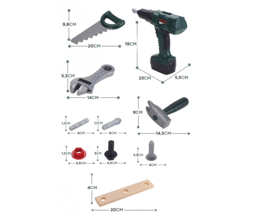 WOOPIE Duża Skrzynka z Narzędziami dla Dzieci Zestaw Majsterkowicza Wkrętarko-Wiertarka 15 el.