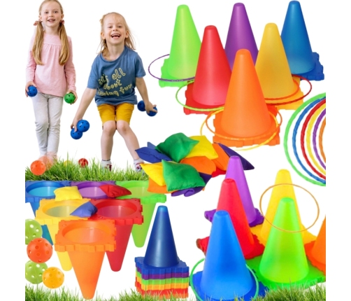 WOOPIE Zestaw Gier Ogrodowych 3w1 Pachołki Obręcze Woreczki 30 el.