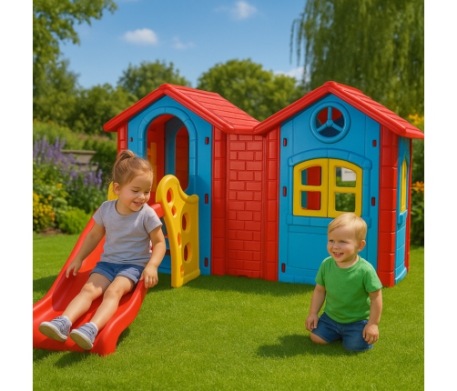 WOOPIE Plac Zabaw Domek ze Zjeżdżalnią 123 cm