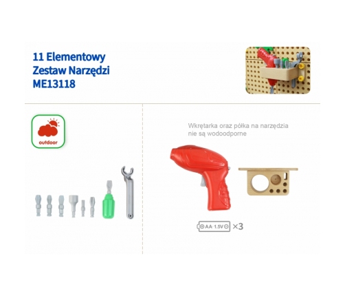 MASTERKIDZ Zestaw Narzędzia Z Wkrętarką 8 Elementów Do Tablicy Naukowo-Kreatywnej STEM