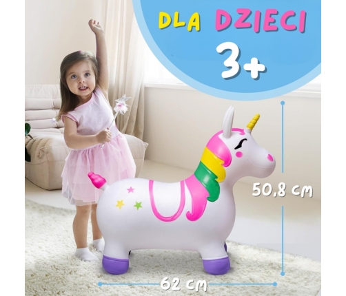 WOOPIE Skoczek Gumowy do Skakania Jednorożec Biały+ Pompka