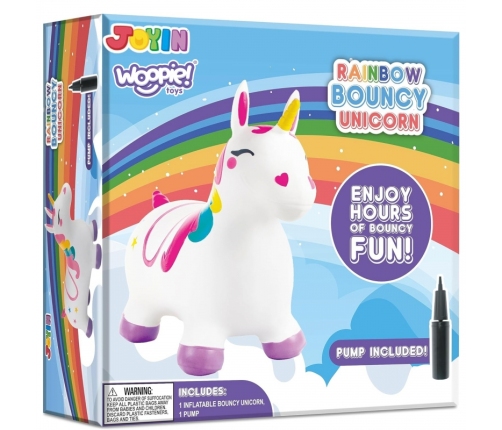 WOOPIE Skoczek Gumowy do Skakania Jednorożec Biały+ Pompka