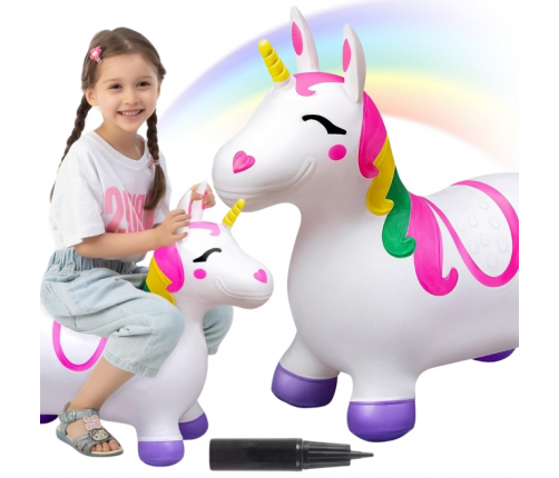WOOPIE Skoczek Gumowy do Skakania Jednorożec Biały+ Pompka