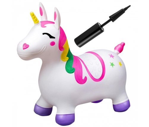 WOOPIE Skoczek Gumowy do Skakania Jednorożec Biały+ Pompka