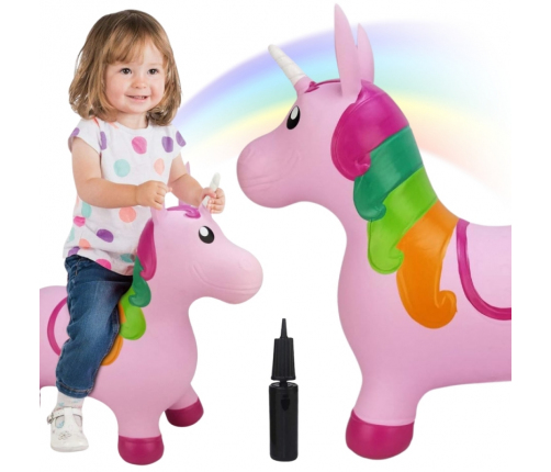 WOOPIE Skoczek Gumowy do Skakania Jednorożec Różowy + Pompka