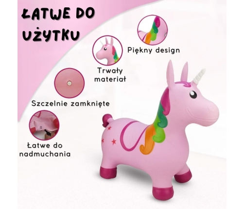 WOOPIE Skoczek Gumowy do Skakania Jednorożec Różowy + Pompka
