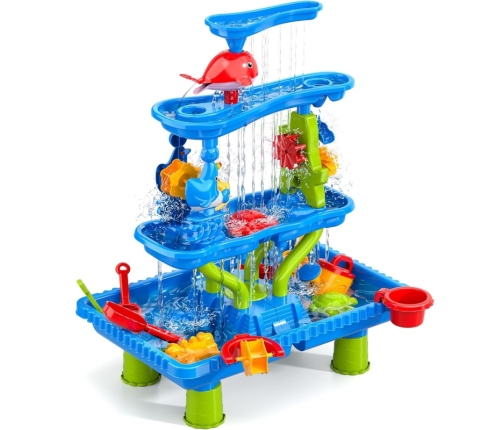 WOOPIE Stolik Wodny 4w1 Piaskownica Wodospad XL 4-Poziomowy Delfin