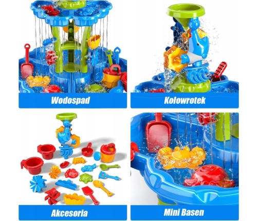 WOOPIE Stolik Wodny 2w1 Piaskownica Fontanna XXL Aquapark z Delfinem
