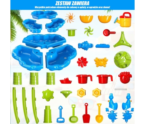 WOOPIE Stolik Wodny 2w1 Piaskownica Fontanna XXL Aquapark z Delfinem