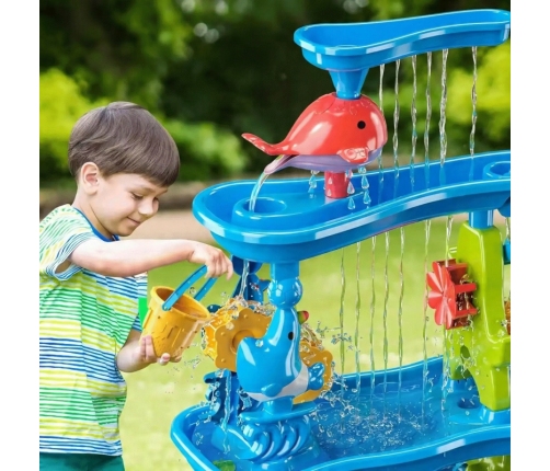 WOOPIE Ogromny Aquapark Stolik Wodny 6w1 Piaskownica Wodospad Tor Wodny 6-poziomowy Modułowy