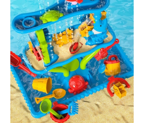 WOOPIE Ogromny Aquapark Stolik Wodny 6w1 Piaskownica Wodospad Tor Wodny 6-poziomowy Modułowy