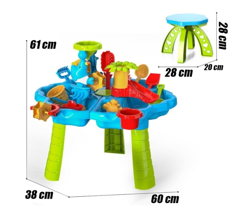 WOOPIE Stolik Wodny 2w1 Piaskownica z Krzesełkiem Aquapark z Delfinem